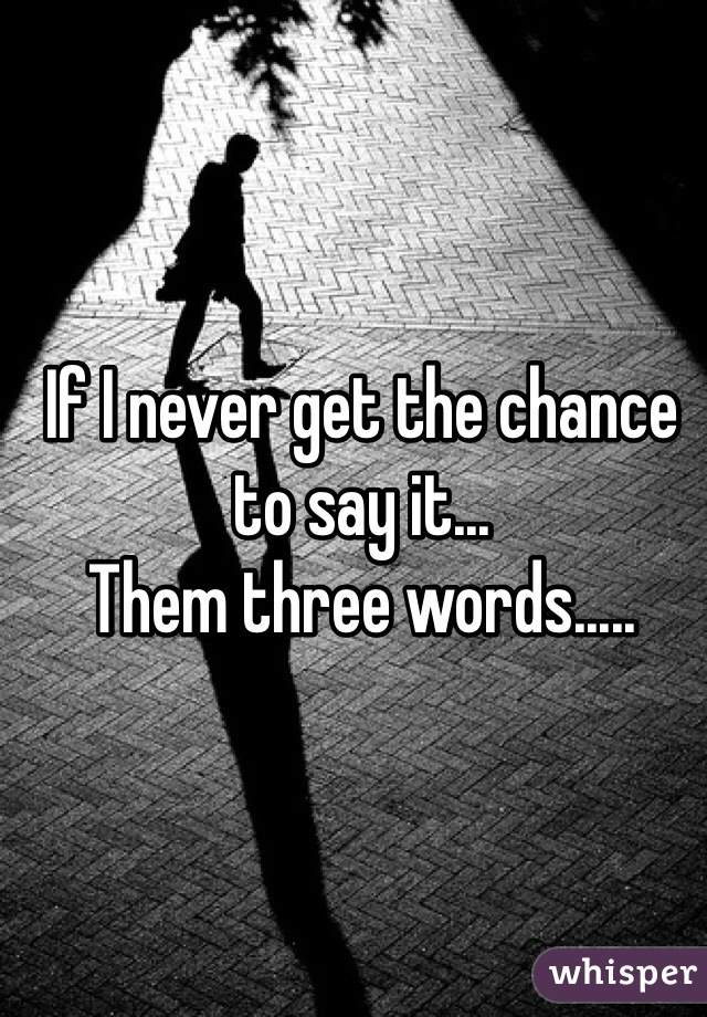 If I never get the chance to say it...
Them three words.....