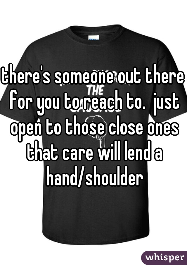 there's someone out there for you to reach to.  just open to those close ones that care will lend a hand/shoulder