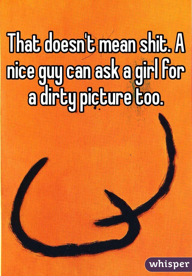 That doesn't mean shit. A nice guy can ask a girl for a dirty picture too. 