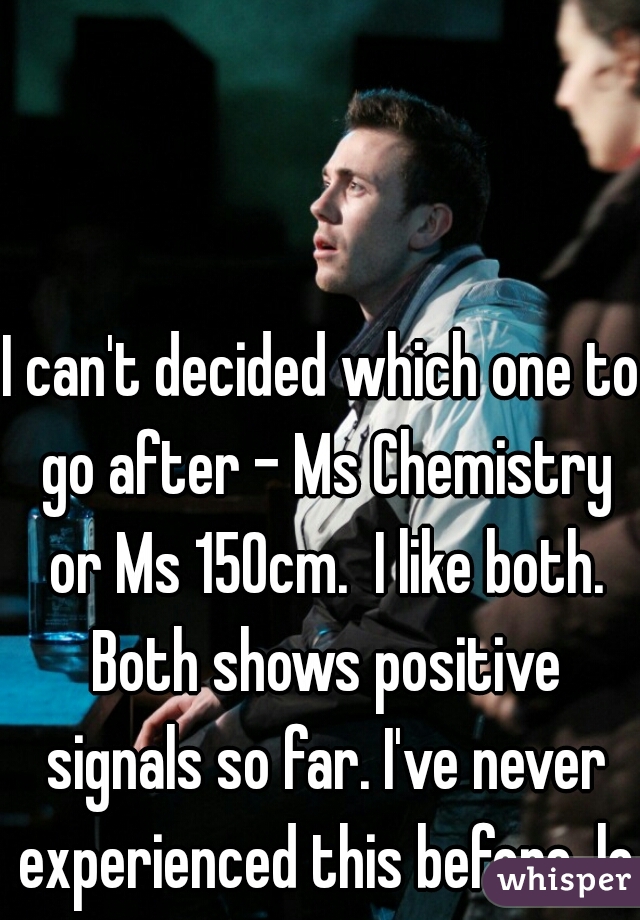 I can't decided which one to go after - Ms Chemistry or Ms 150cm.  I like both. Both shows positive signals so far. I've never experienced this before. lol