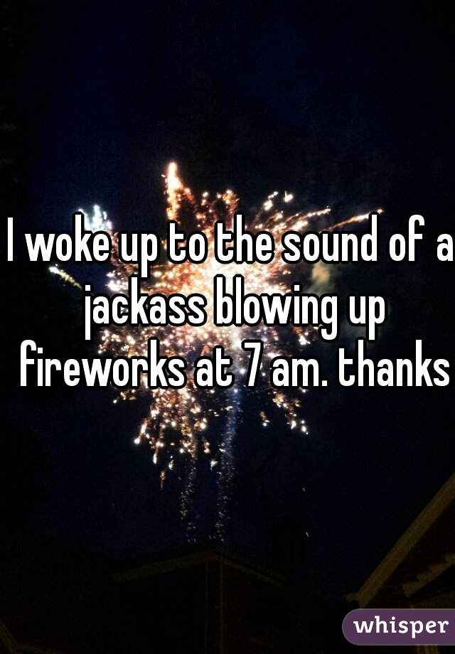 I woke up to the sound of a jackass blowing up fireworks at 7 am. thanks.
