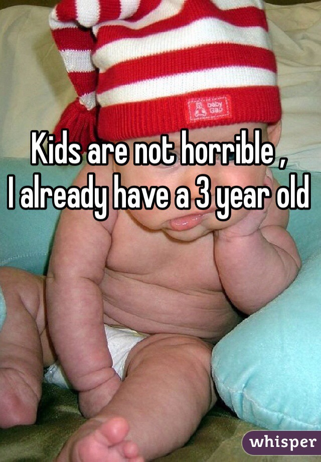 Kids are not horrible , 
I already have a 3 year old 