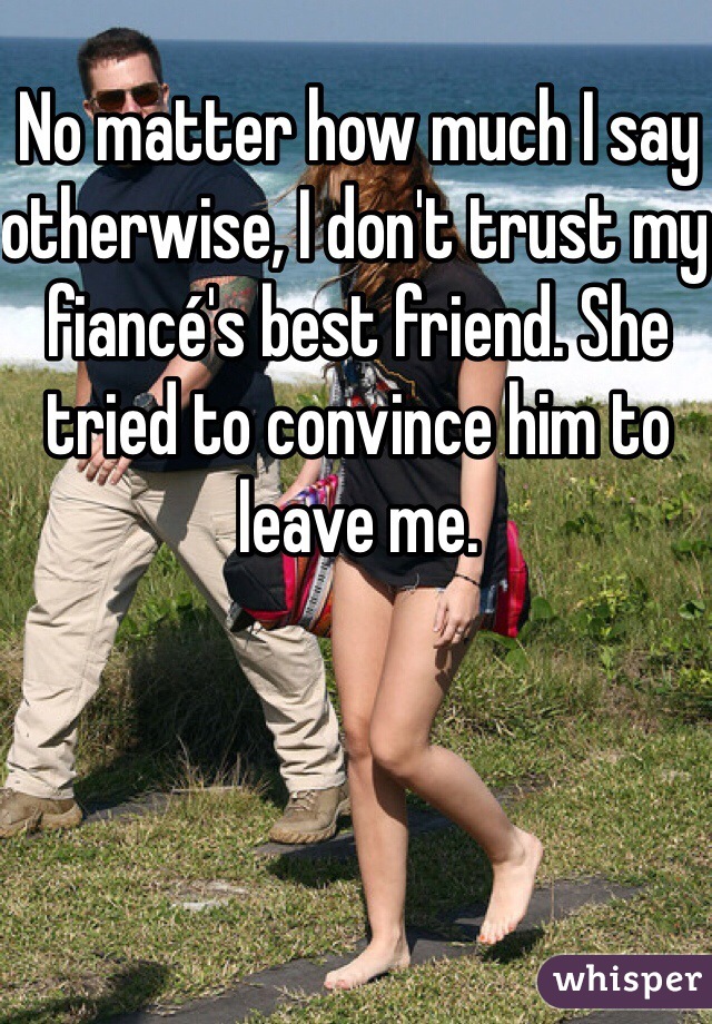 No matter how much I say otherwise, I don't trust my fiancé's best friend. She tried to convince him to leave me. 