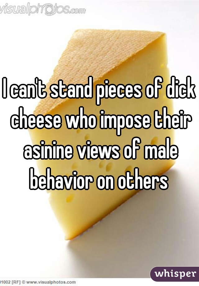 I can't stand pieces of dick cheese who impose their asinine views of male behavior on others 