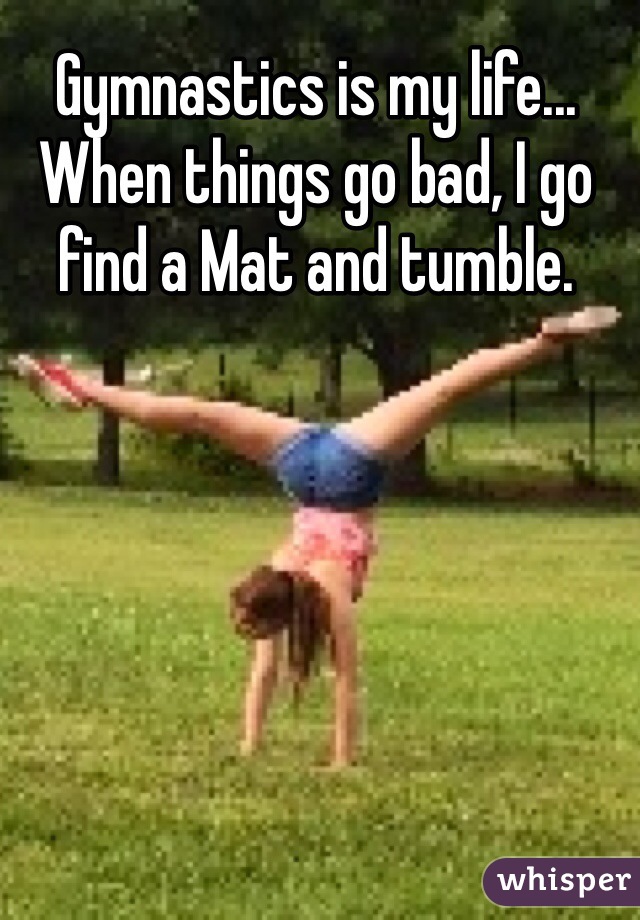 Gymnastics is my life... When things go bad, I go find a Mat and tumble.