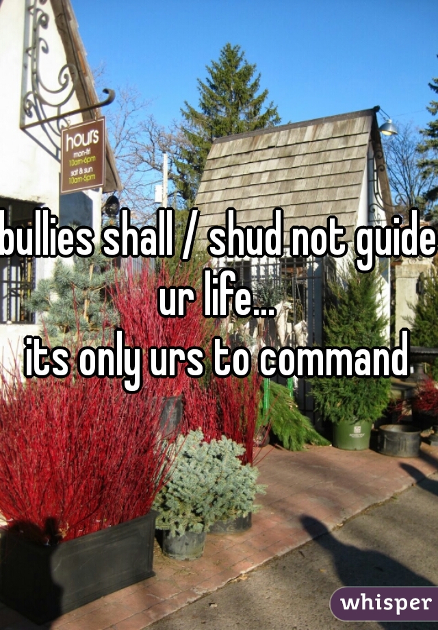 bullies shall / shud not guide ur life... 

its only urs to command