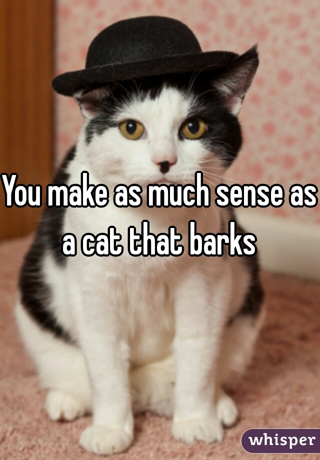 You make as much sense as a cat that barks 