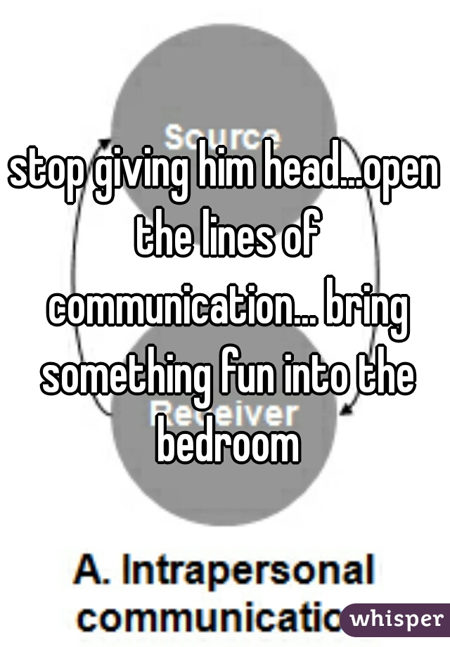 stop giving him head...open the lines of communication... bring something fun into the bedroom