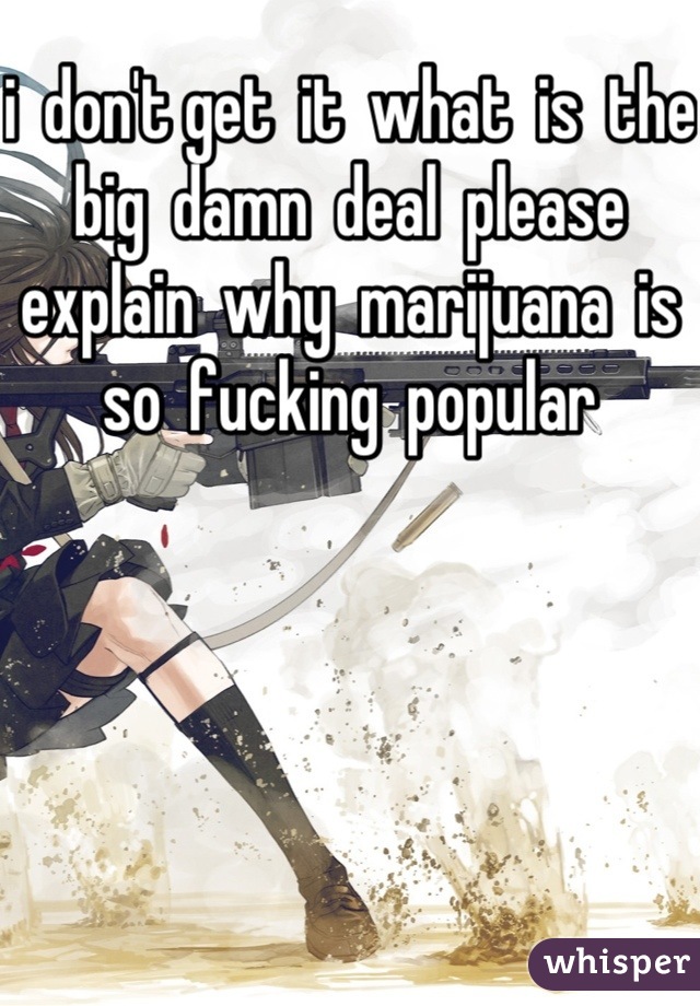 i  don't get  it  what  is  the  big  damn  deal  please  explain  why  marijuana  is  so  fucking  popular