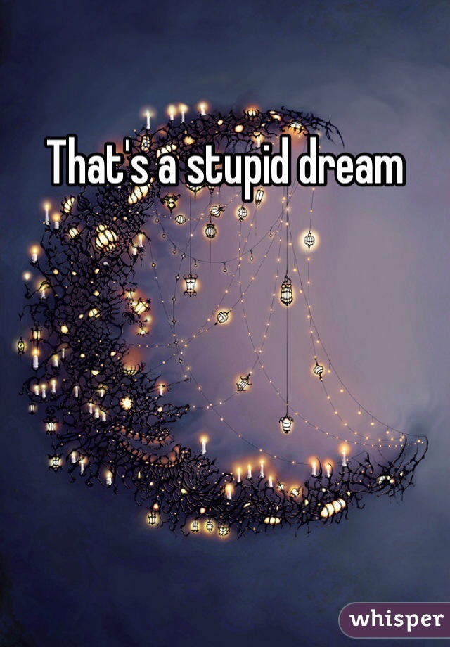 That's a stupid dream 