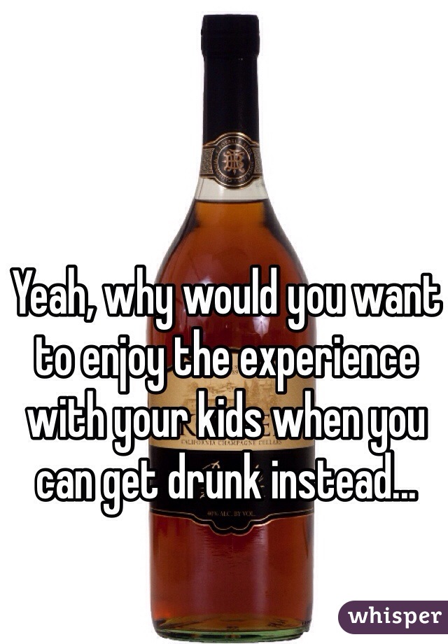 Yeah, why would you want to enjoy the experience with your kids when you can get drunk instead...