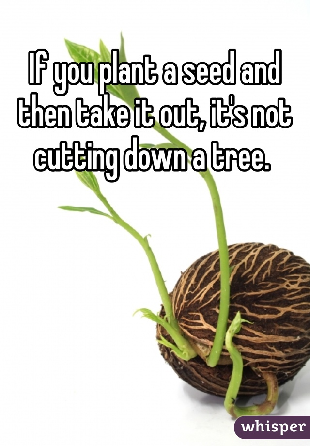 If you plant a seed and then take it out, it's not cutting down a tree. 