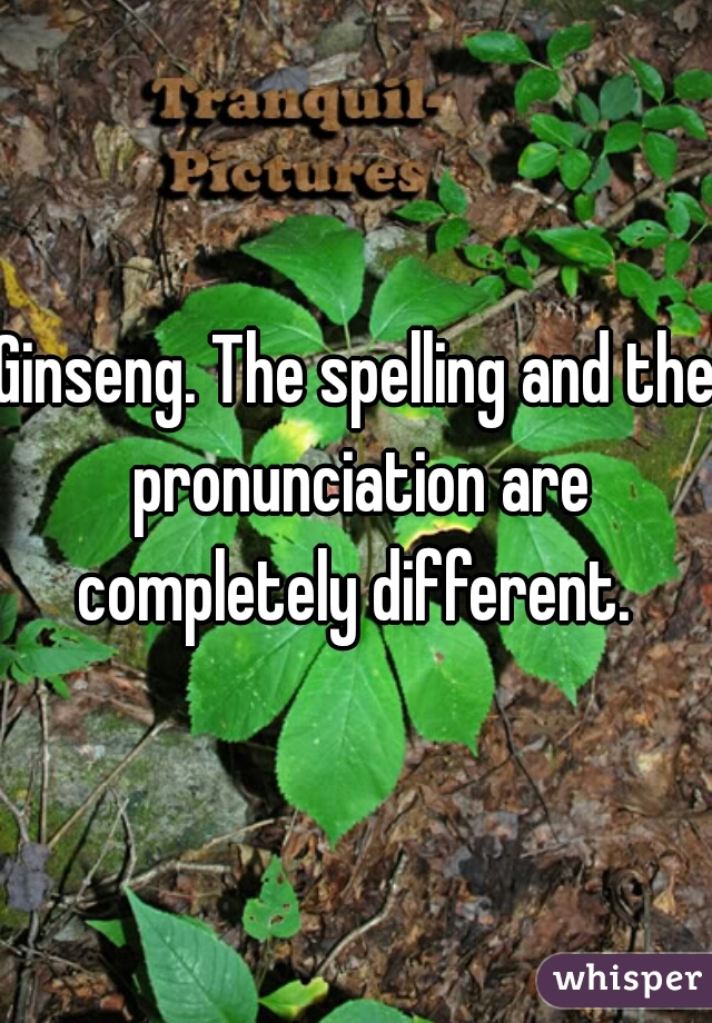 Ginseng. The spelling and the pronunciation are completely different. 