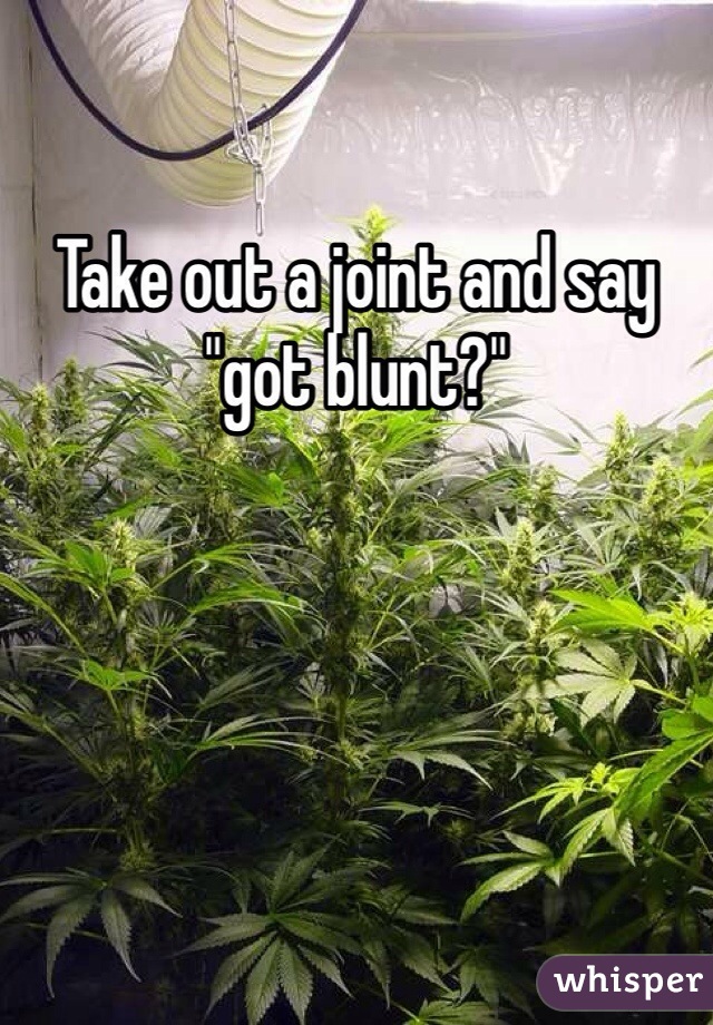 Take out a joint and say "got blunt?"