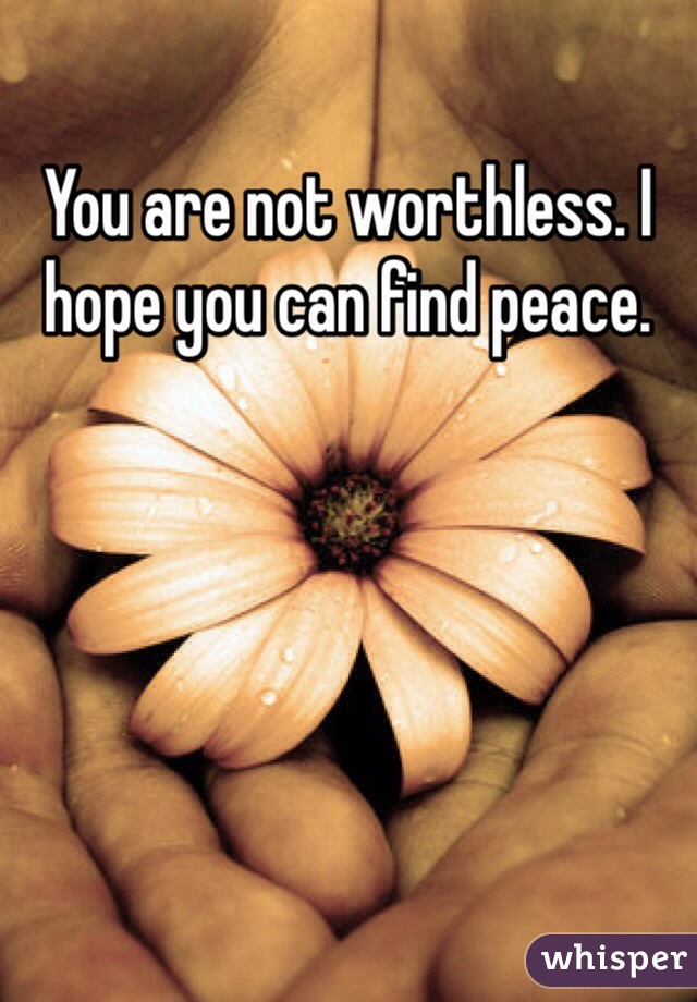 You are not worthless. I hope you can find peace. 