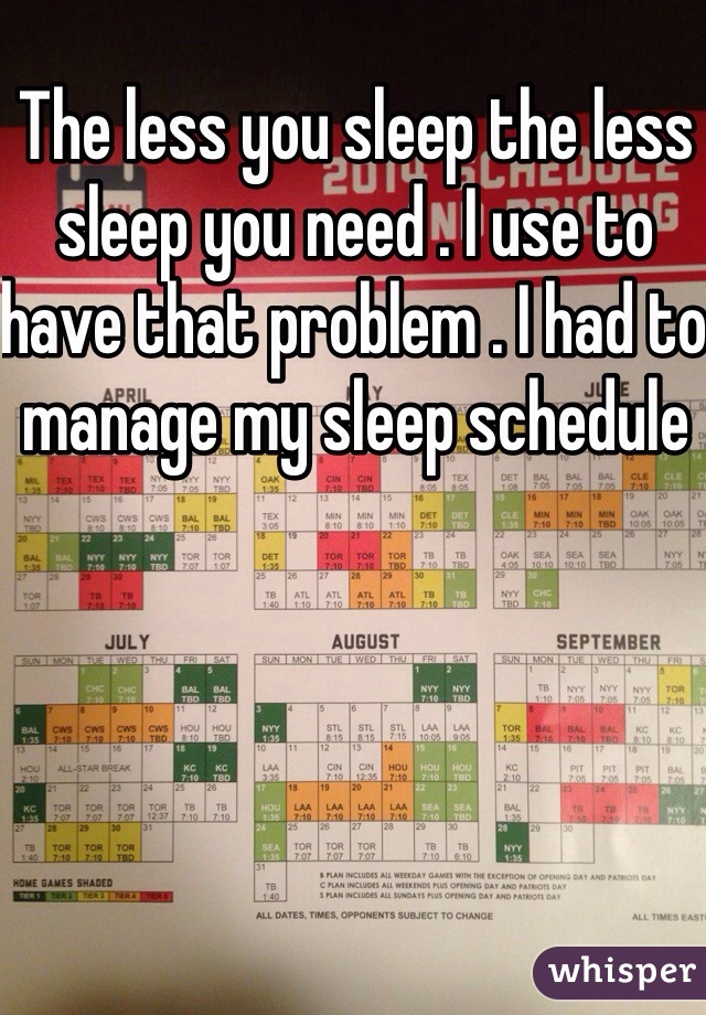 The less you sleep the less sleep you need . I use to have that problem . I had to manage my sleep schedule 