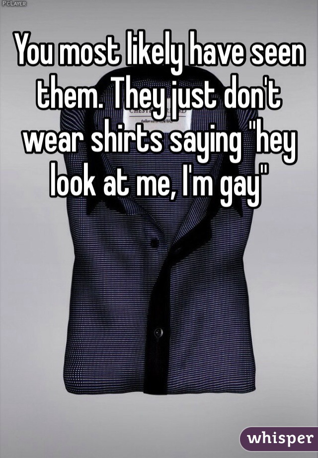 You most likely have seen them. They just don't wear shirts saying "hey look at me, I'm gay" 