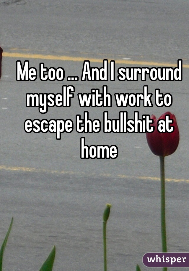 Me too ... And I surround myself with work to escape the bullshit at home