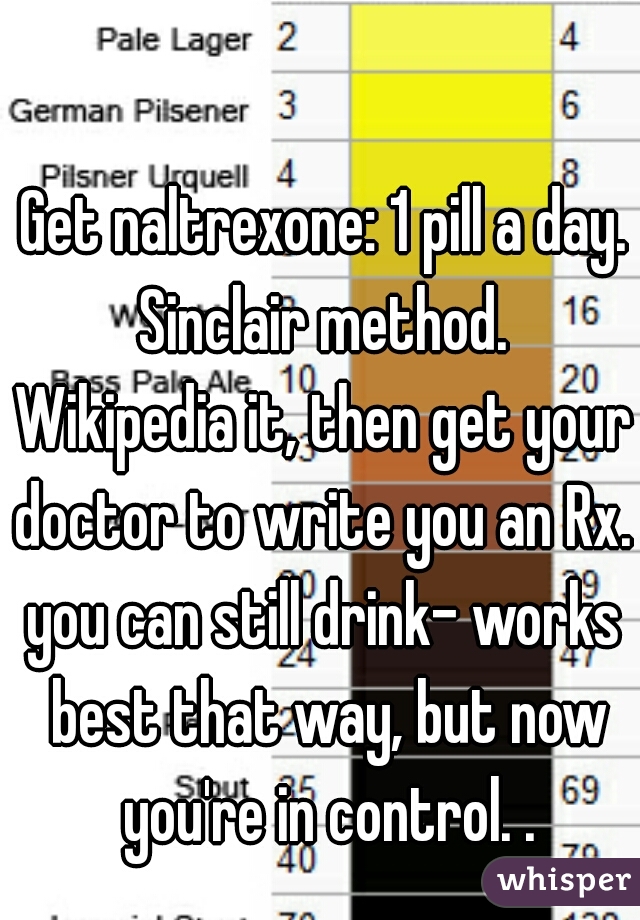Get naltrexone: 1 pill a day. Sinclair method. 
Wikipedia it, then get your doctor to write you an Rx. 

you can still drink- works best that way, but now you're in control. .