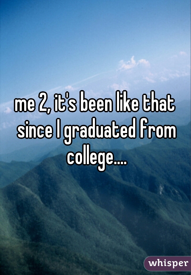 me 2, it's been like that since I graduated from college....