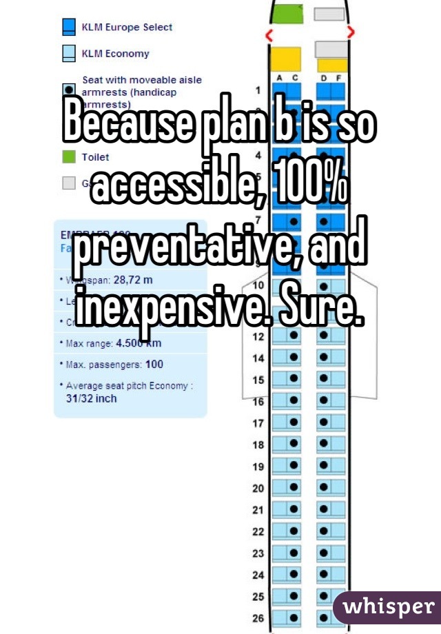 Because plan b is so accessible, 100% preventative, and inexpensive. Sure.