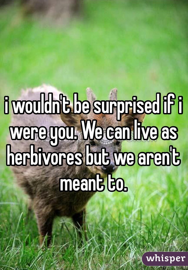 i wouldn't be surprised if i were you. We can live as herbivores but we aren't meant to.