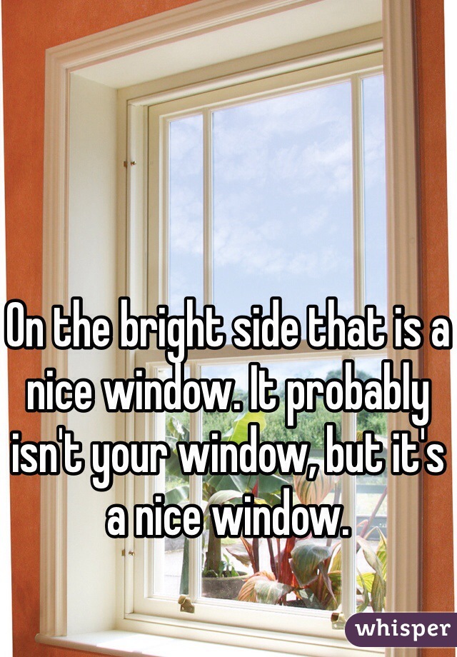 On the bright side that is a nice window. It probably isn't your window, but it's a nice window.