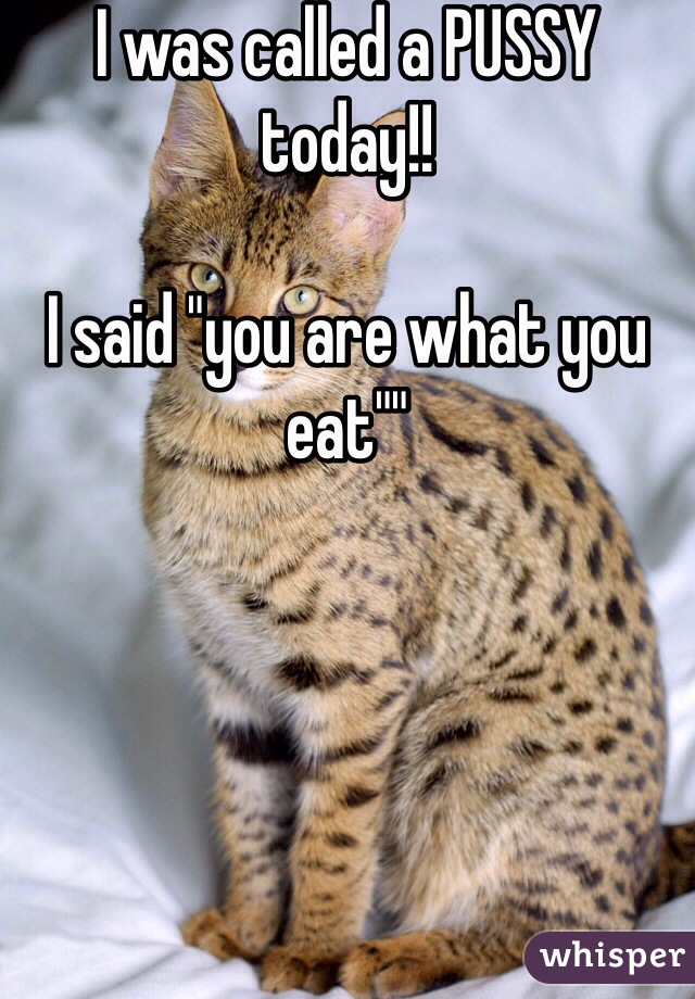 I was called a PUSSY today!!

I said "you are what you eat""

