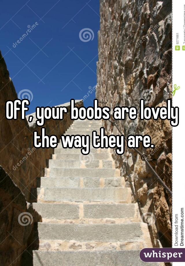 Off, your boobs are lovely the way they are.