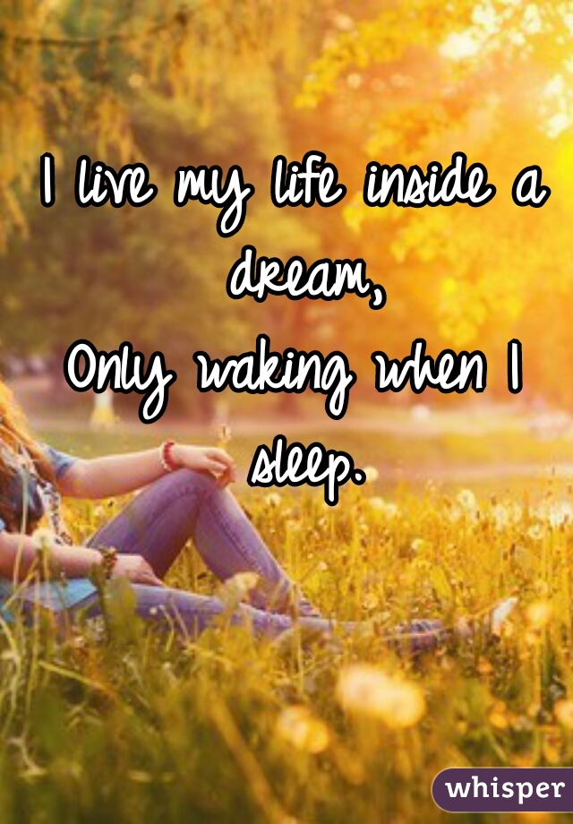 I live my life inside a dream,
Only waking when I sleep.
