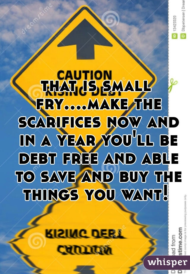 that is small fry....make the scarifices now and in a year you'll be debt free and able to save and buy the things you want! 