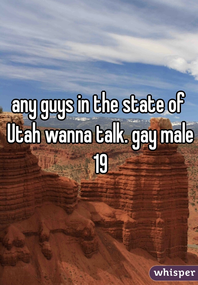 any guys in the state of Utah wanna talk. gay male 19