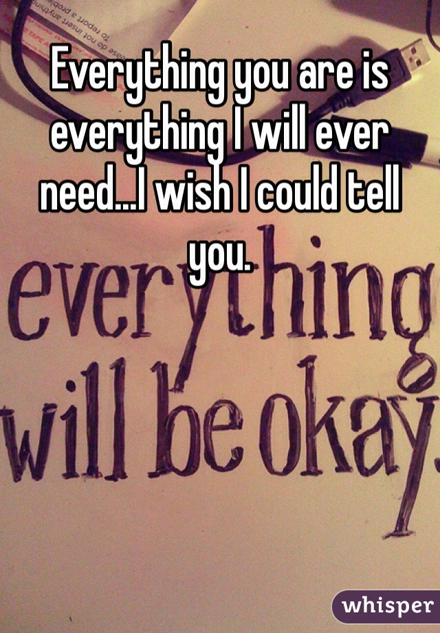 Everything you are is everything I will ever need...I wish I could tell you. 