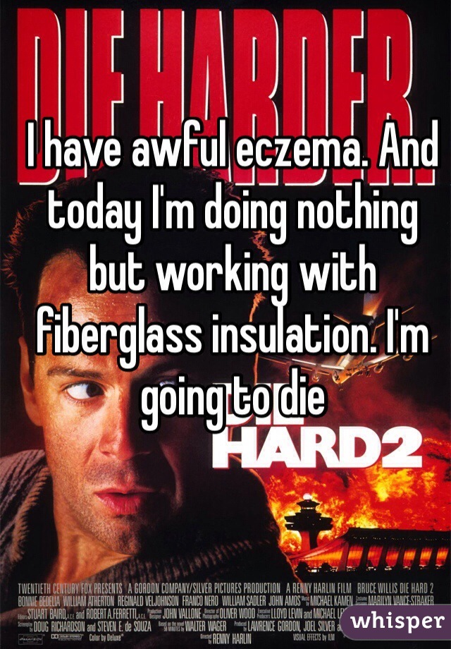 I have awful eczema. And today I'm doing nothing but working with fiberglass insulation. I'm going to die 