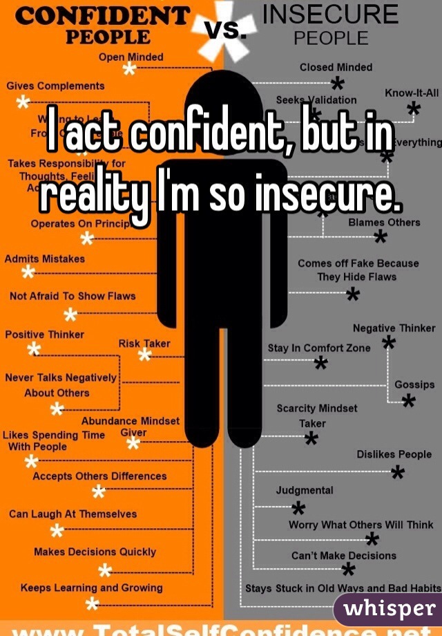 I act confident, but in reality I'm so insecure. 