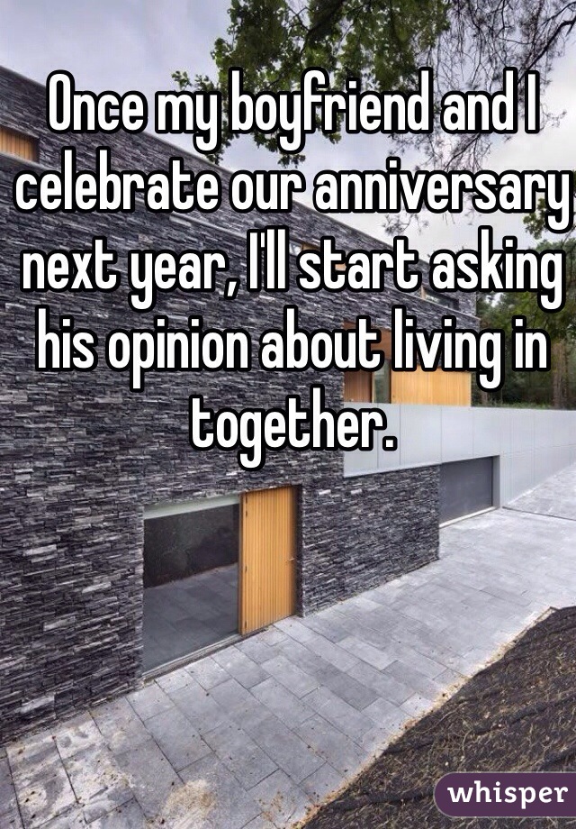 Once my boyfriend and I celebrate our anniversary next year, I'll start asking his opinion about living in together.