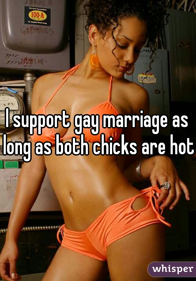 I support gay marriage as long as both chicks are hott