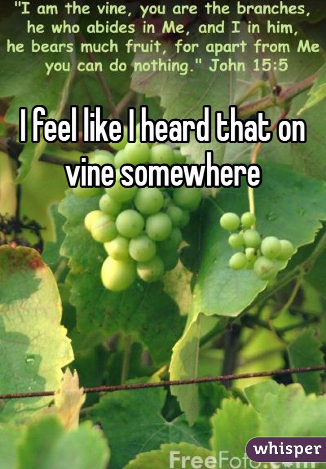 I feel like I heard that on vine somewhere