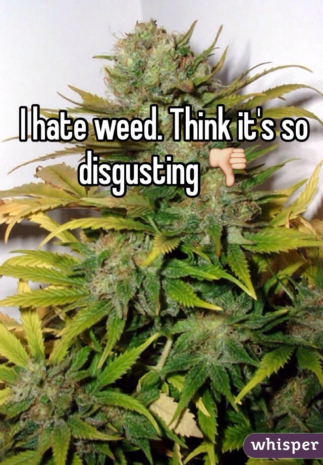 I hate weed. Think it's so disgusting 👎 