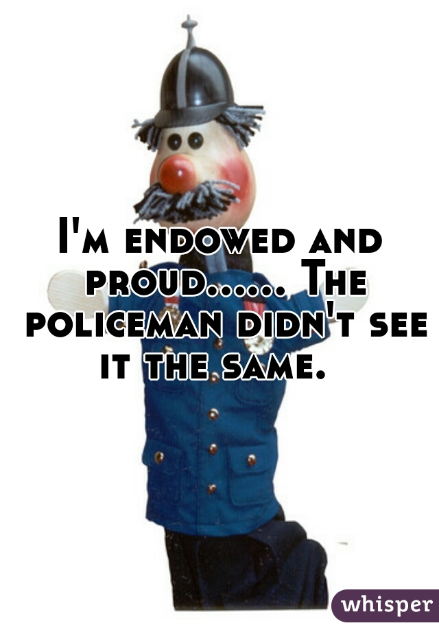 I'm endowed and proud...... The policeman didn't see it the same.  