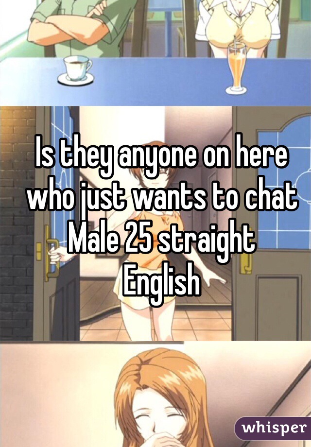 Is they anyone on here who just wants to chat 
Male 25 straight 
English 