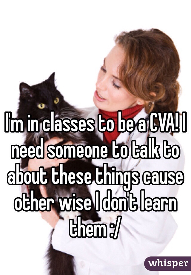 I'm in classes to be a CVA! I need someone to talk to about these things cause other wise I don't learn them :/