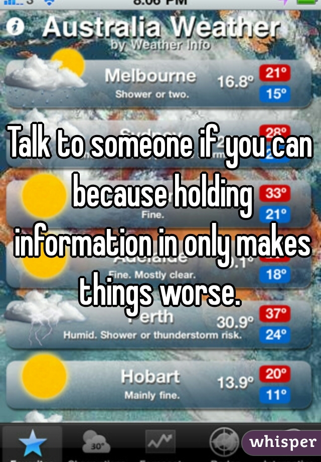 Talk to someone if you can because holding information in only makes things worse. 