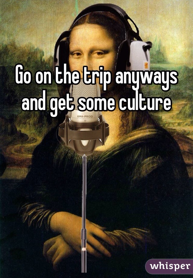 Go on the trip anyways and get some culture