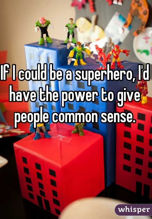 If I could be a superhero, I'd have the power to give people common sense.