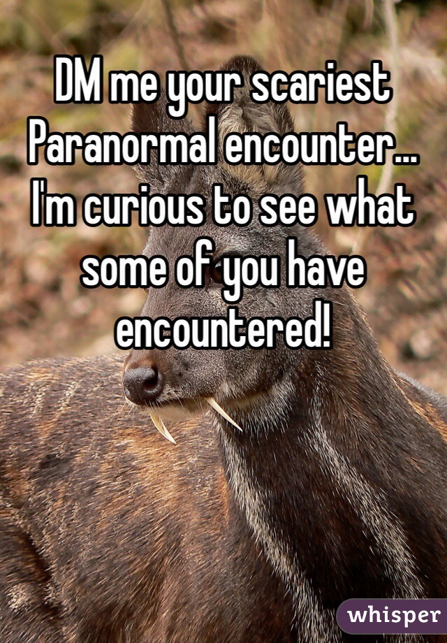 DM me your scariest
Paranormal encounter... I'm curious to see what some of you have encountered!