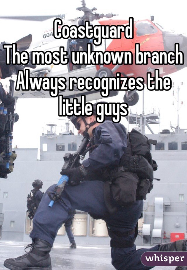 Coastguard 
The most unknown branch
Always recognizes the little guys  