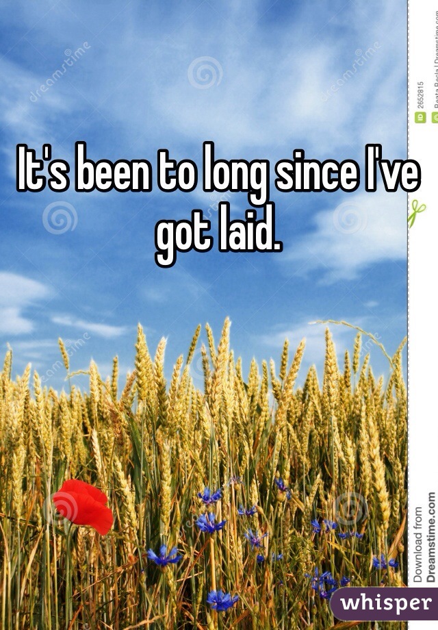 It's been to long since I've got laid.