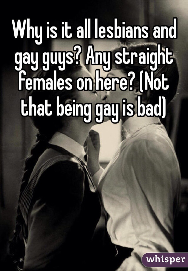 Why is it all lesbians and gay guys? Any straight females on here? (Not that being gay is bad)