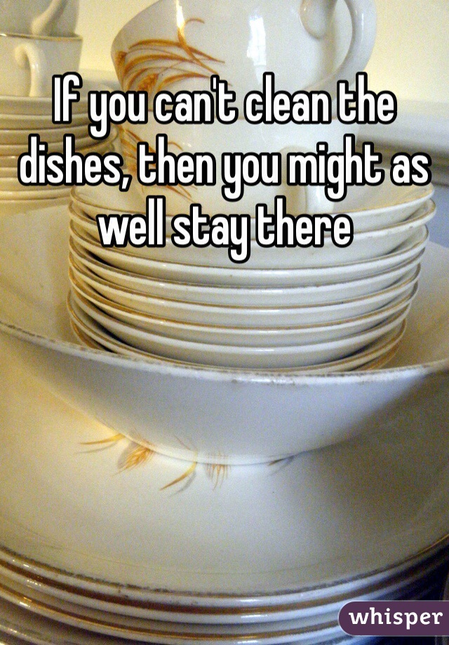 If you can't clean the dishes, then you might as well stay there